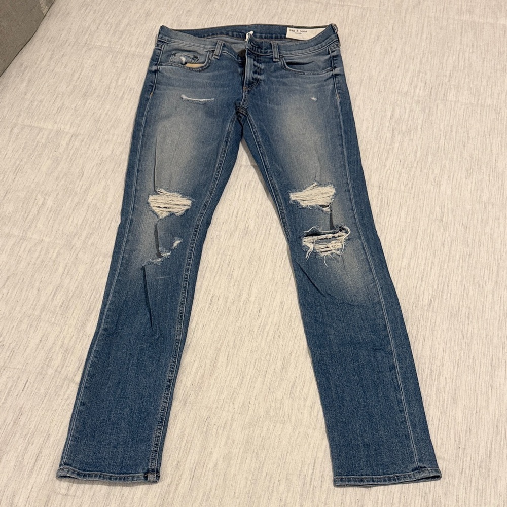 rag & bone Distressed Skinny Jeans with Strech